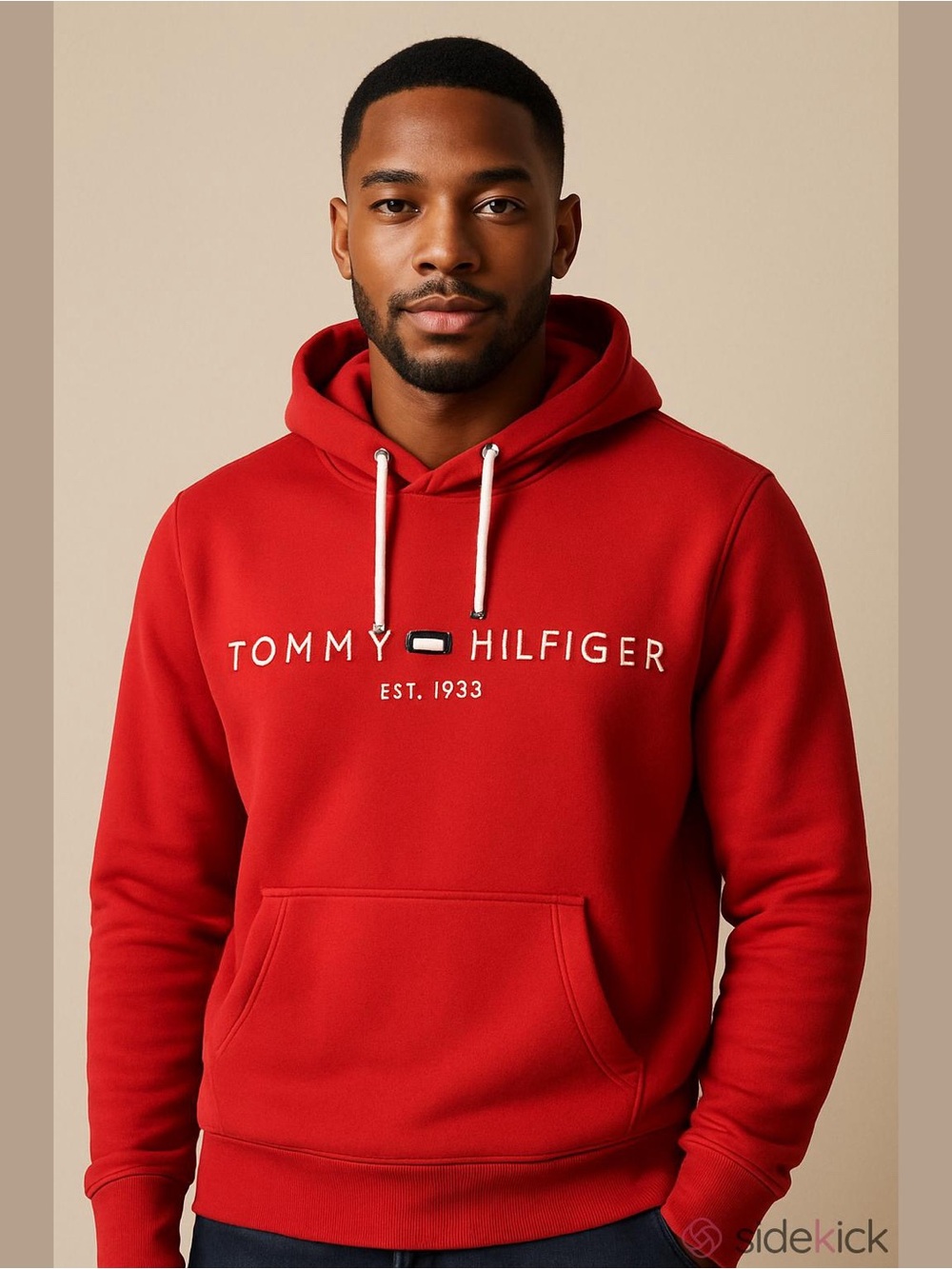 Tommy Hilfiger Men’s Fleece Long Sleeve Sweatshirt with Hood, Size Large.